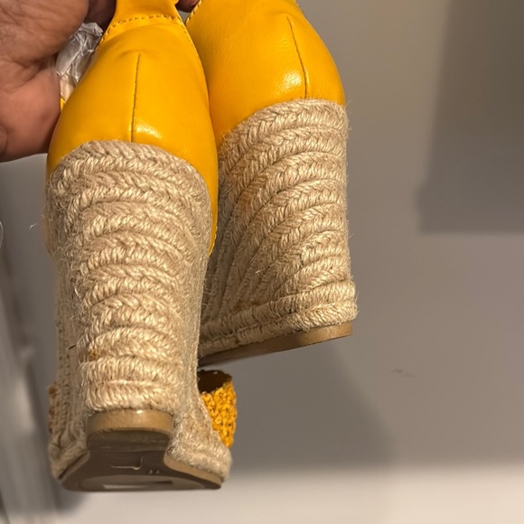 Vibrant Yellow Espadrille Wedges - Picture 5 of 12